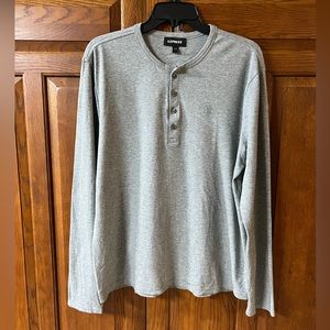 Express Long Sleeve Henley Shirt - Gray - Men’s Large (60)